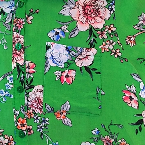 Passport Green Summer Floral Button Front Crop Top - Picture 6 of 6